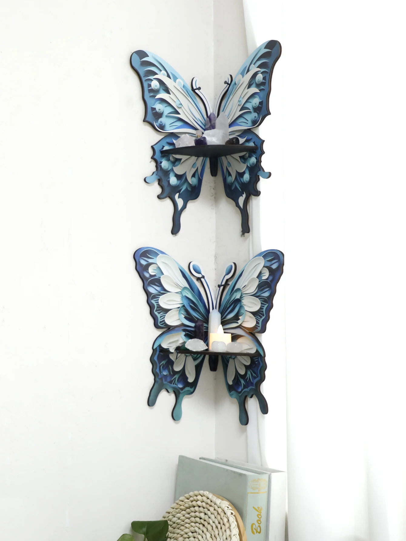 Home Essentials Bathroom Rack - Three Color Butterfly Crystal Shelf Display