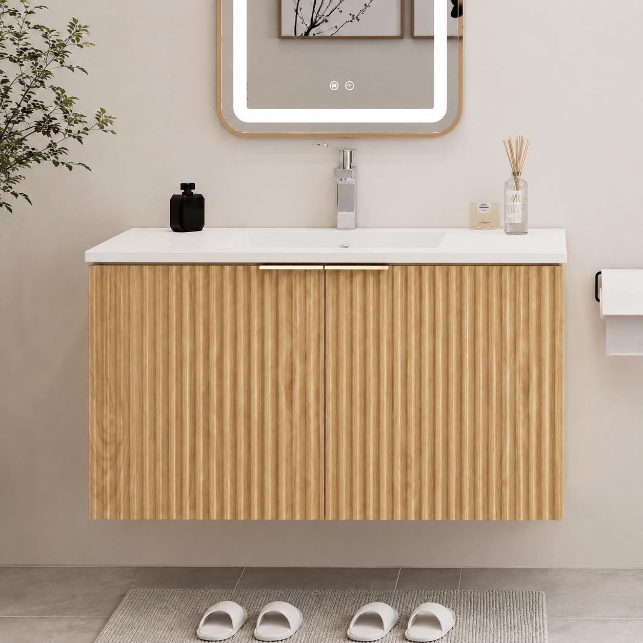 Home Bathroom Vanity - Modern Floating Bathroom Vanity With Wavy