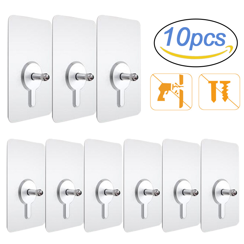 Robe Hook Adhesive - 10Pcs Shelf Adhesive Wall Hooks Clear