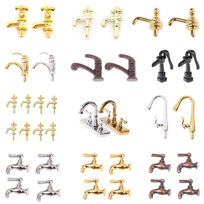 Home Bathroom Taps - 1/2/4/12PCS 1:12 Miniature Metal/Plastics Water Tap