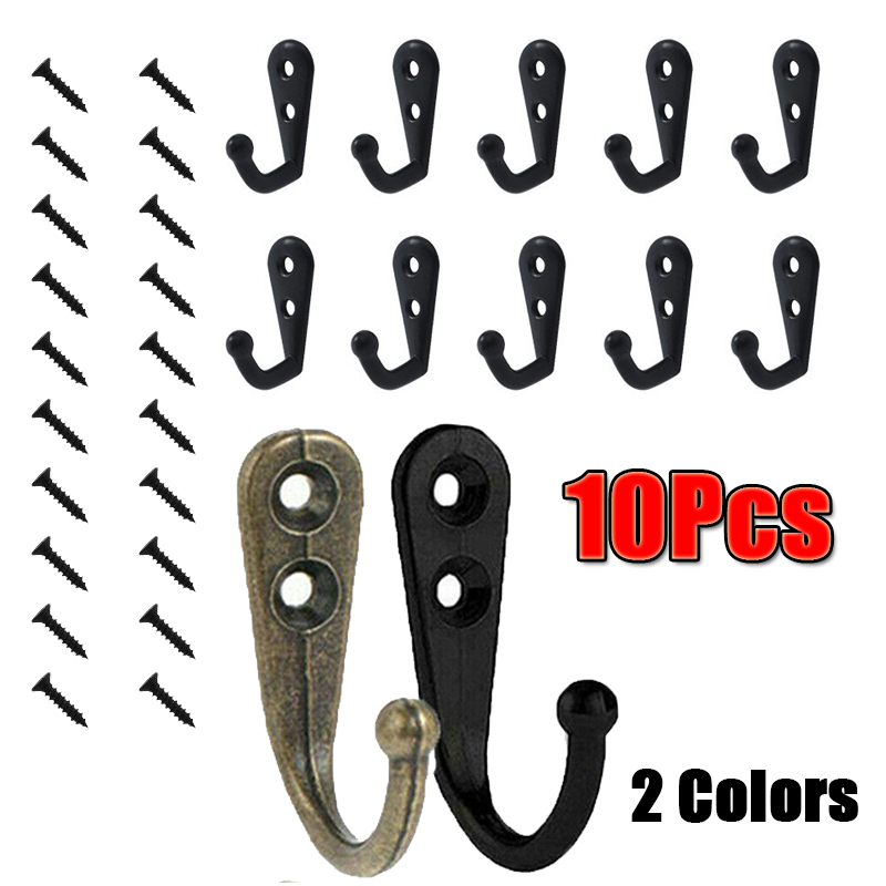 Robe Hook Adhesive - 10Pcs Wall Mounted Coat Hanger Hook