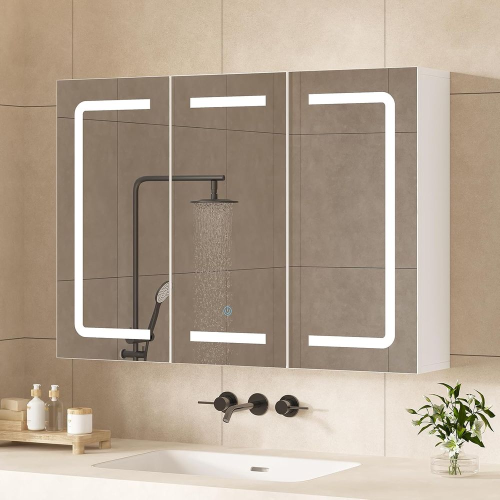 Home Bathroom Furniture - Medicine Cabinet Organizer with Mirror, Lighted