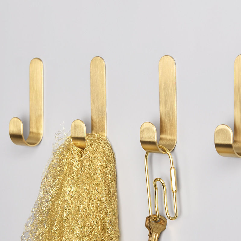 Robe Hook Adhesive - 1-5pcs Brass Wall Hooks Punching-free Hooks