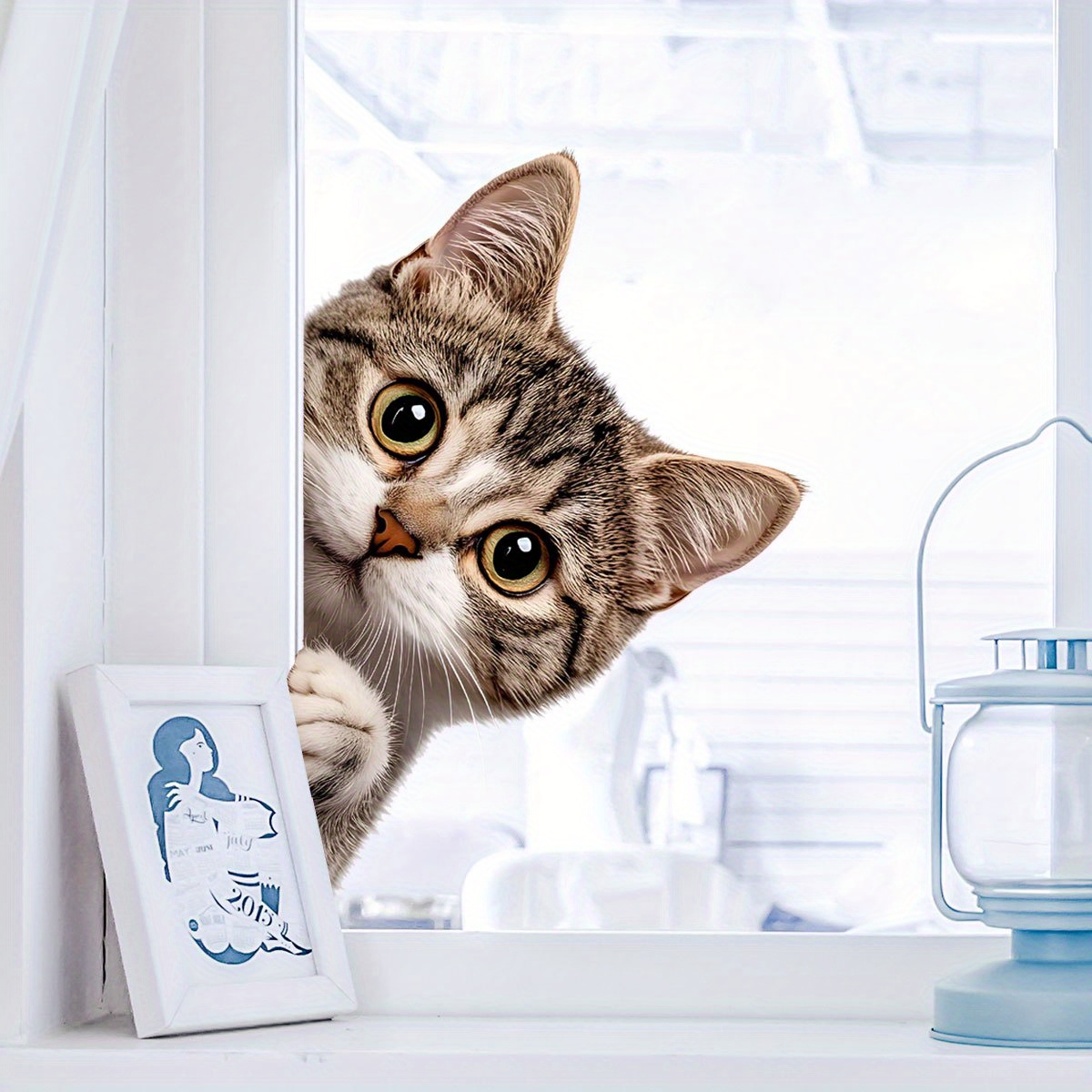 Funny Cat Peeking Window Wall  - огляд і ціна Home Bathroom Window