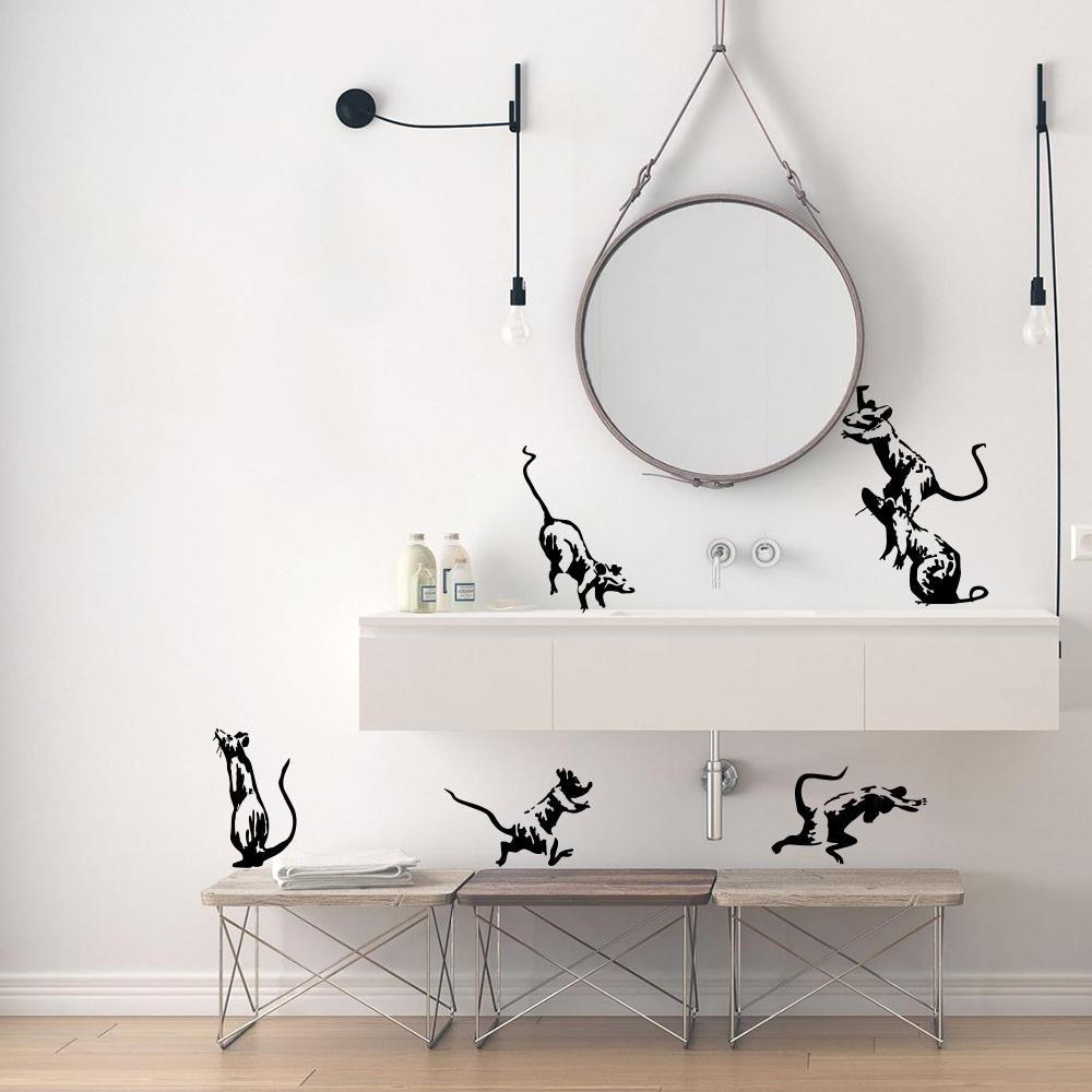 5Pcs Banksy Toilet Rats Wall S - огляд і ціна Home Bathroom Window