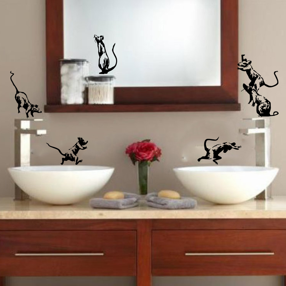 5Pcs Banksy Toilet Rats Wall S - огляд і ціна Home Bathroom Window