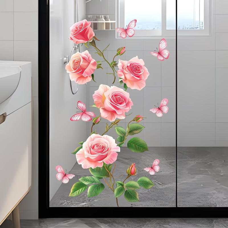 Removable Rose Glass Stickers  - огляд і ціна Home Bathroom Window