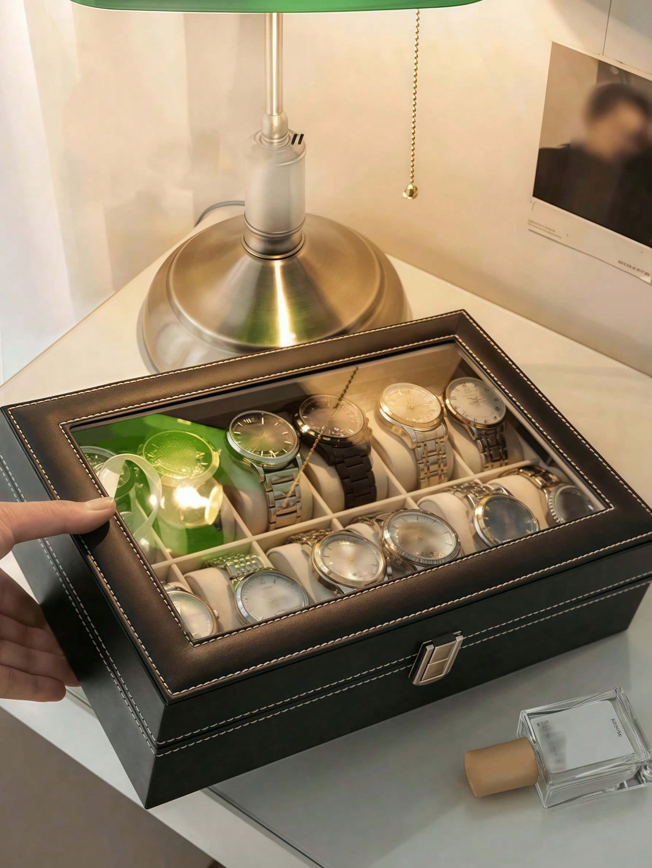Leather Watch Box with Lock, L - огляд і ціна Home Bathroom Vanity