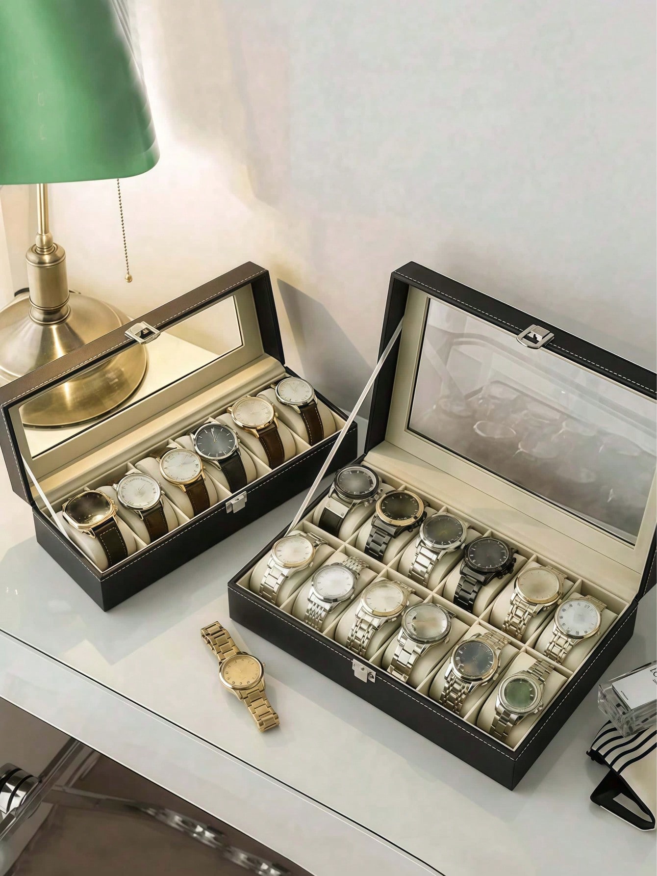 Leather Watch Box with Lock, L - огляд і ціна Home Bathroom Vanity