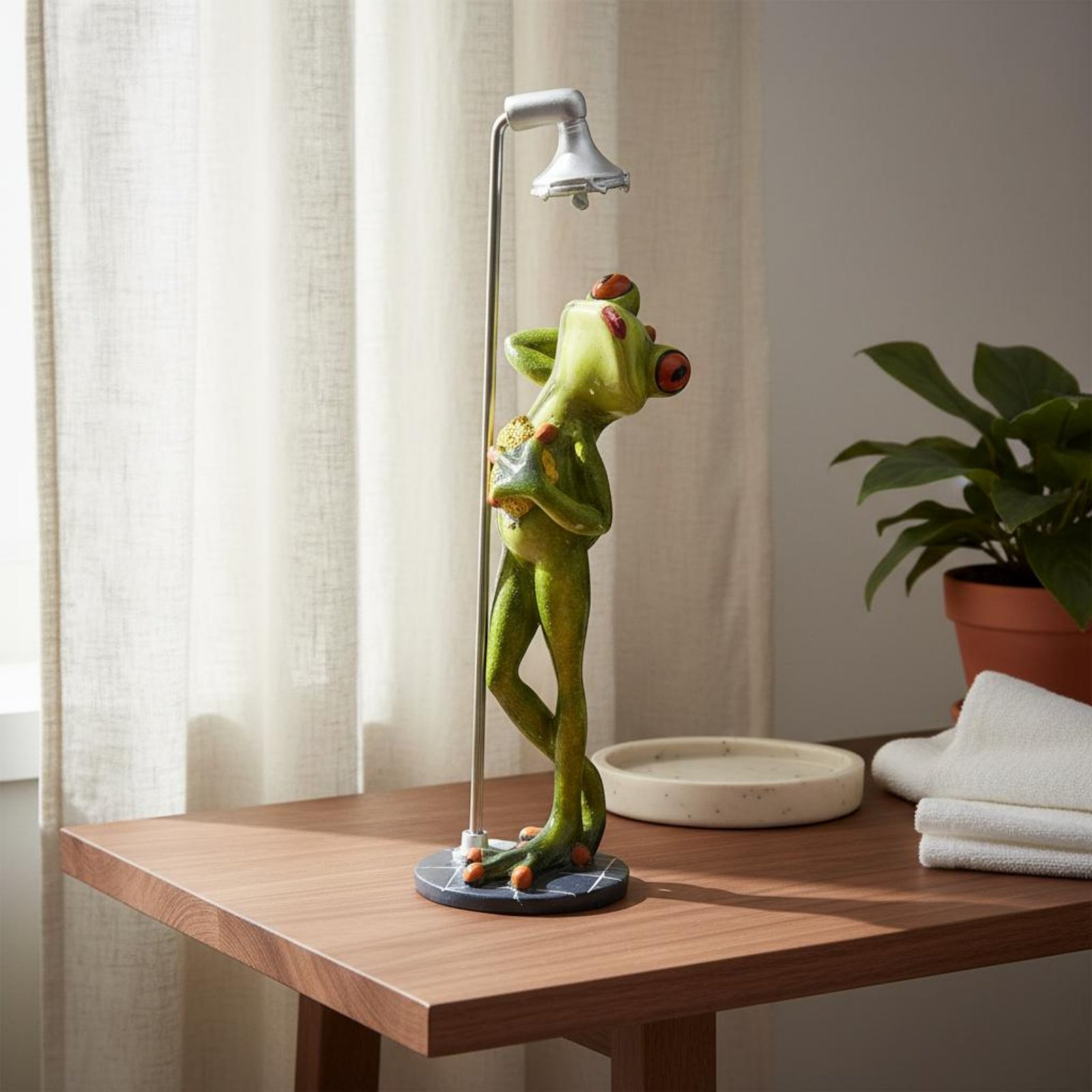 Showering Frog Figurine Great  - огляд і ціна Home Bath