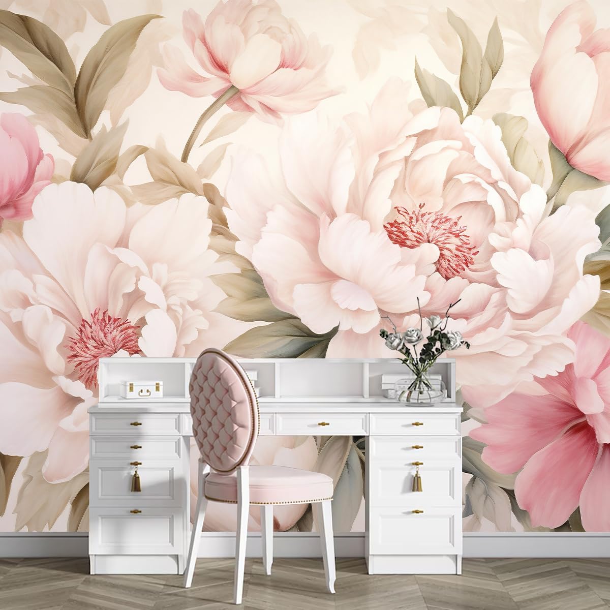 Elegant Peony Floral Mural Wal - огляд і ціна Home Bathroom Vanity