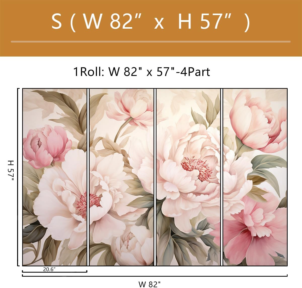 Elegant Peony Floral Mural Wal - огляд і ціна Home Bathroom Vanity